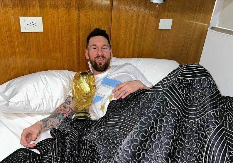 Lionel Messi sleeps fitfully with golden FIFA Trophy in his arms